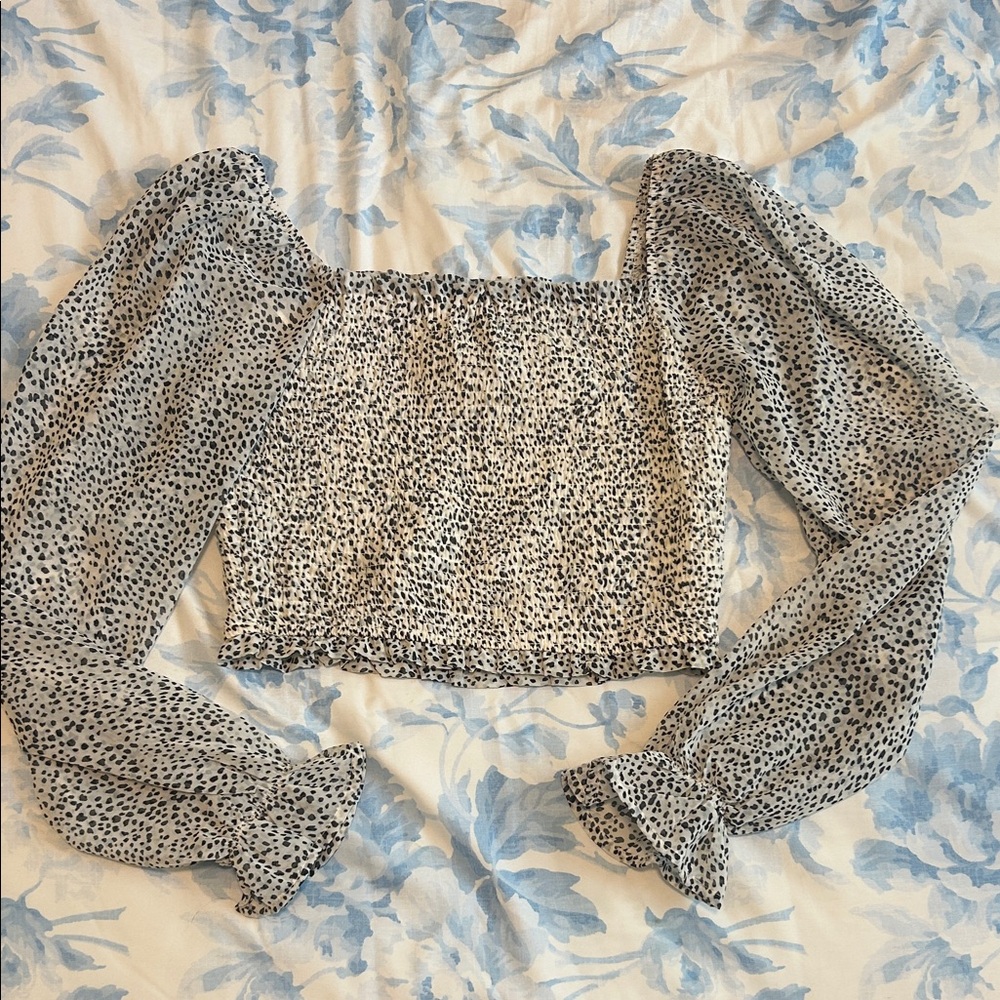 Japna Black and White Dotted Blouse